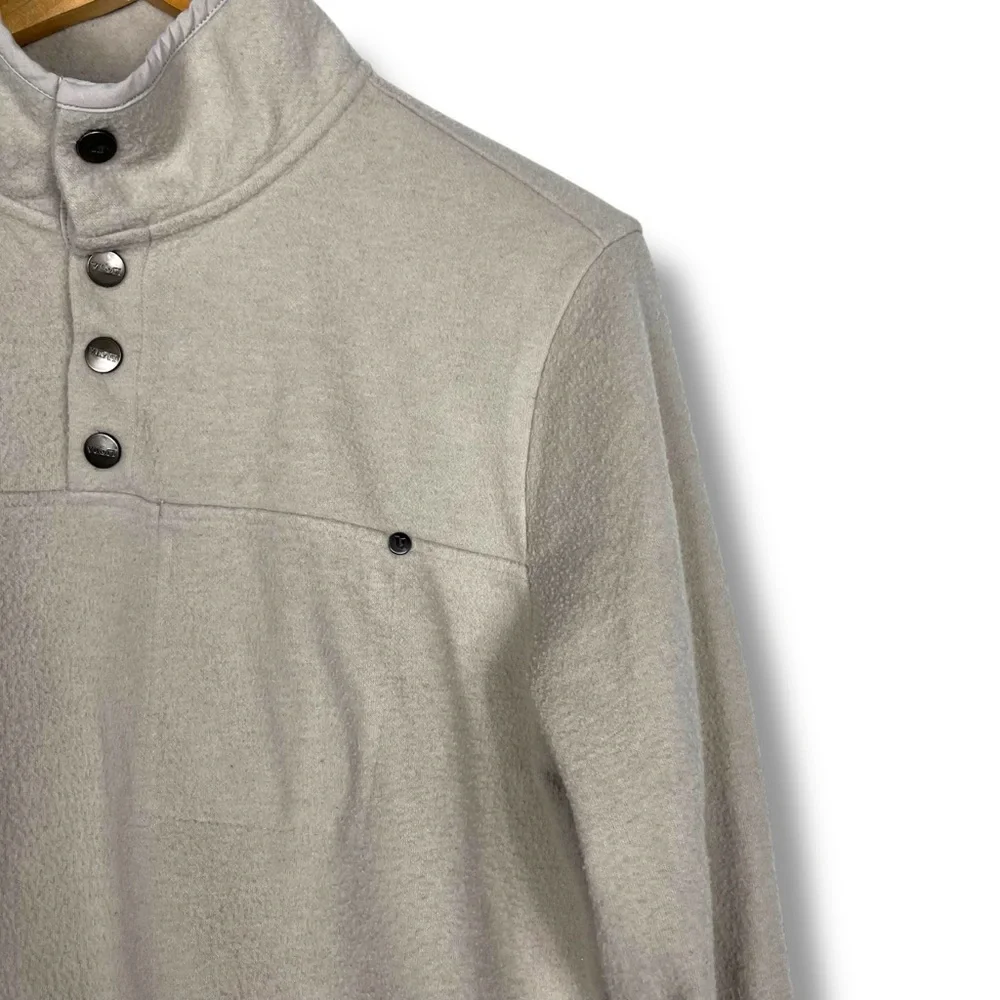 Vuori Venice Wool Pullover Beige Wool Blend Fleece Men’s M Quarter Snap Logo